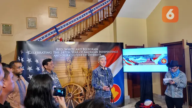 Duta Besar AS untuk Indonesia Sung Y. Kim dalam peringatan Hari Kemerdekaan AS ke-274. (Liputan6.com/Tanti Yulianingsih)