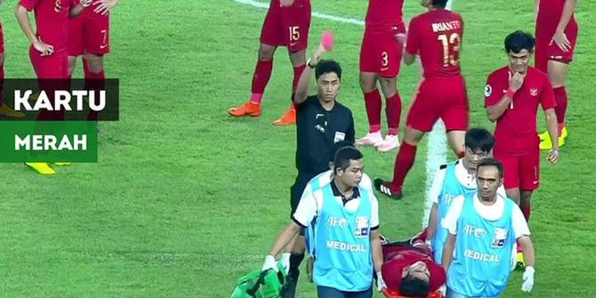 VIDEO: Bek Timnas Indonesia U-19 Diganjar Kartu Merah Saat Ditandu Tim Medis