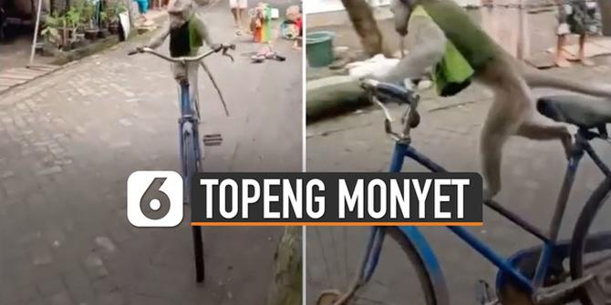 VIDEO: Tak Biasa, Topeng Monyet Beraksi Pakai Sepeda Besar