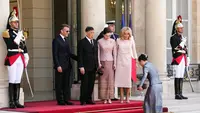 Gaya Kembar Brigitte Macron dan Ratu Suthida dari Thailand di Istana Élysée Paris