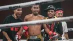 Petarung asal Indonesia, Nelson Julianto tak kuasa menahan air mata usai menang atas Kallens Barthez dalam duel kelas 61 kilogram di ajang Byon Madness Vol. 4 yang digelar di Spike Air Dome, PIK 2, Jakarta, Sabtu (6/6/2026).