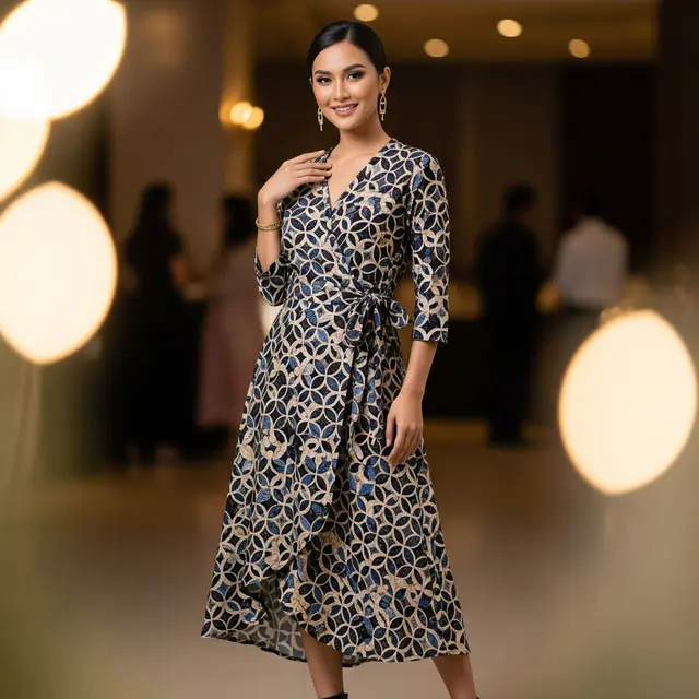 9 Model Dress Batik Kawung Modern Cocok untuk Pesta, Modis di Setiap Acara