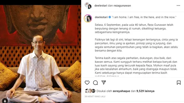 Dee Lestari - Reza Gunawan (Foto: Instagram/@deelestari)