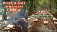 Viral Cara Unik Pengerasan Jalan di Thailand, Ternyata Pernah Dicoba Indonesia. (Sumber: TikTok/susilo_samin_blora1)