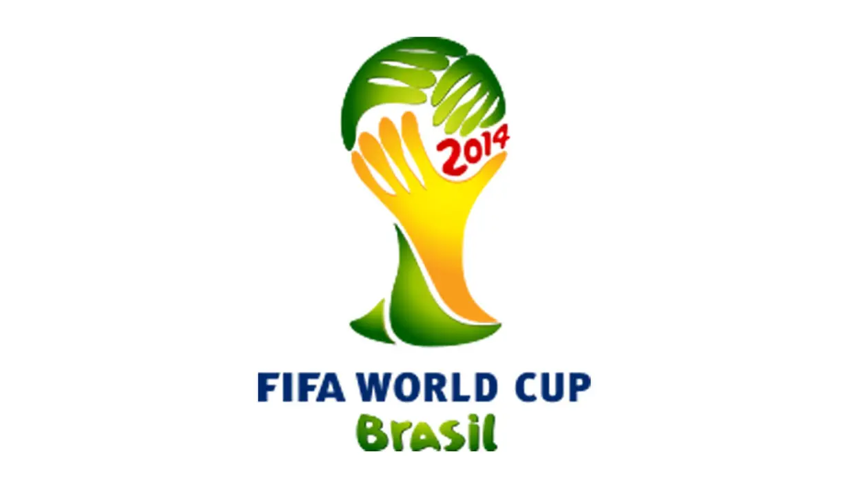 Logo Piala Dunia 2014 di Brasil. Sebuah Piala Dunia dengan tulisan 2014. Kuning, hijau dan biru adalah ciri dari bendera Brasil (Istimewa)
