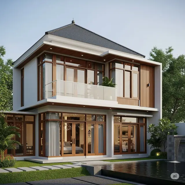 Kontemporer Elegan dengan Kayu-Kaca