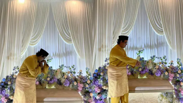 Viral Pria Berfoto Sendirian di Pelaminan, Berharap Cepat Dapat Jodoh. (Sumber: Twitter/@muzaffaryazid)