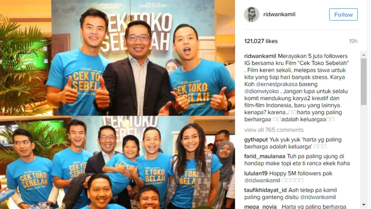 [Bintang] Ridwan Kamil Puji Film Ernest Prakasa, Cek Toko Sebelah