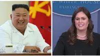 Kim Jong-un dan Sarah Sanders. Dok: KCNA via AP dan Gedung Putih
