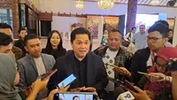 Menteri BUMN Erick Thohir di Taman Mini Indonesia Indah (TMII), Jakarta, Sabtu (28/10/2023). erick Thohir memberikan update mengenai posisi wamen BUMN setelah Rosan Roeslani mengundurkan diri.