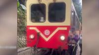 Insiden turis disenggol kereta saat selfie dekat rel di Taiwan. (dok. screenshoot Youtube TaiwanPlus News)