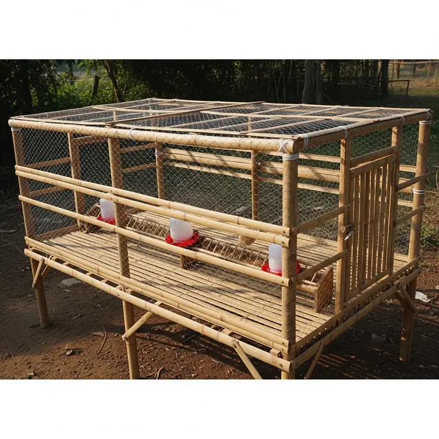 Kandang Broiler Sederhana dari Bambu (AI Generated)