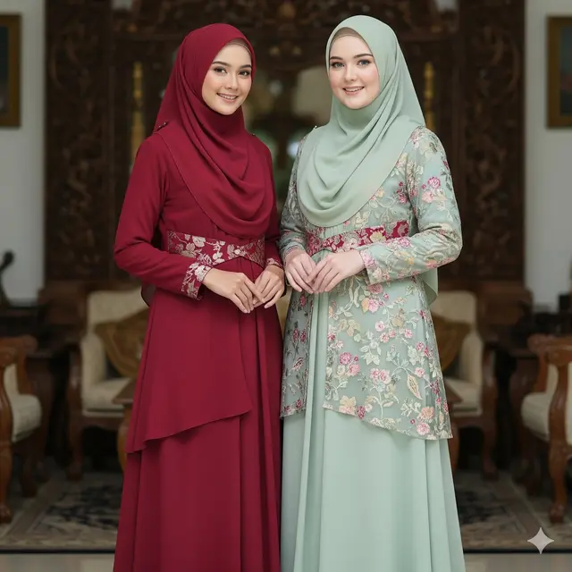 Tips Memilih dan Styling Dress Muslim Sifon Kombinasi Brokat Simple