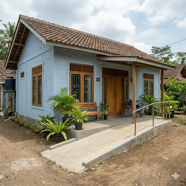 Desain Rumah Sederhana Rp50 Juta di Desa untuk Lansia yang Ramah Kursi Roda