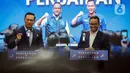 Ketua Umum Partai Demokrat Agus Harimurti Yudhoyono atau AHY (kiri) bersama Anies Baswedan menyampaikan pernyataan kepada awak media usai menggelar rapat terbatas di DPP Partai Demokrat, Jakarta, Kamis (2/3/2023). Dalam rapat terbatas tersebut membahas bahwa Partai Demokrat telah resmi memberikan dukungan kepada Anies Baswedan untuk maju sebagai calon presiden pada Pemilihan Presiden 2024. (Liputan6.com/Faizal Fanani)