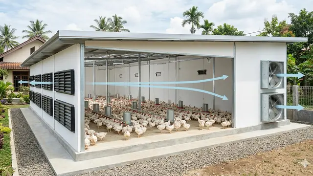 Desain Kandang Ayam Sistem Ventilasi Silang Biar Tidak Pengap dan Bau/Gemini