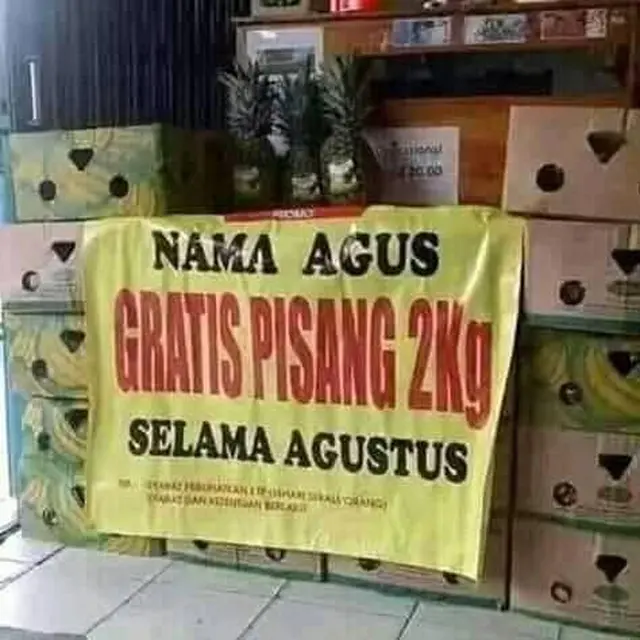 6 Spanduk Jualan 'Agus Gratis Makan' Ini Kocak, Agustus Penuh Berkah