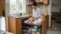 8 Inspirasi Dapur dengan Rak Piring Tarik, Rahasia Kitchen Set Rapi