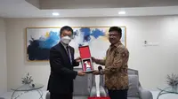 Menkominfo Johnny G Plate dan Dubes China Untuk Indonesia Lu Kang. (Humas Kominfo)