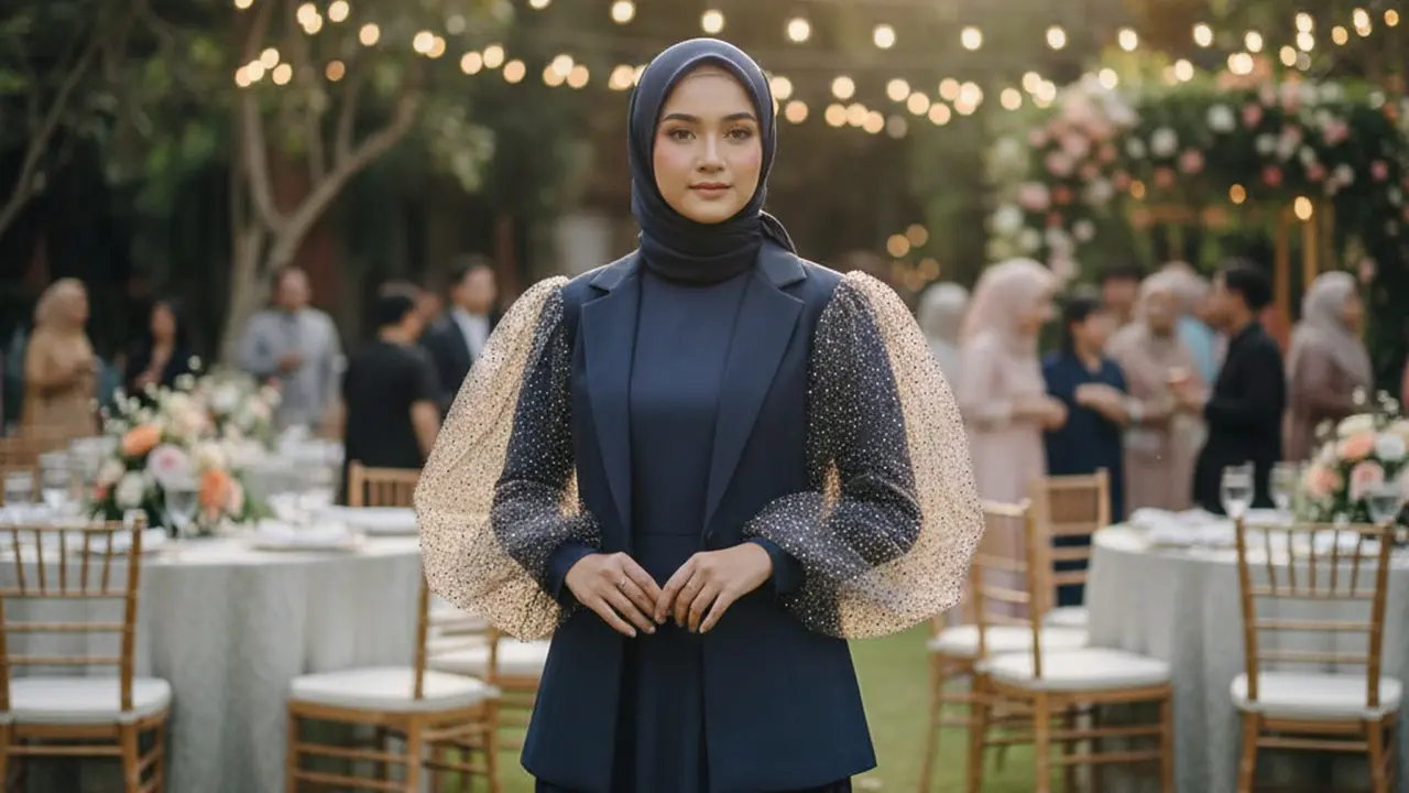 Gamis Pesta Blazer Tile Glitter Elegan