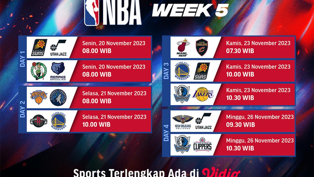Jadwal dan Live Streaming Pertandingan NBA di Vidio, 21-26 November 2023