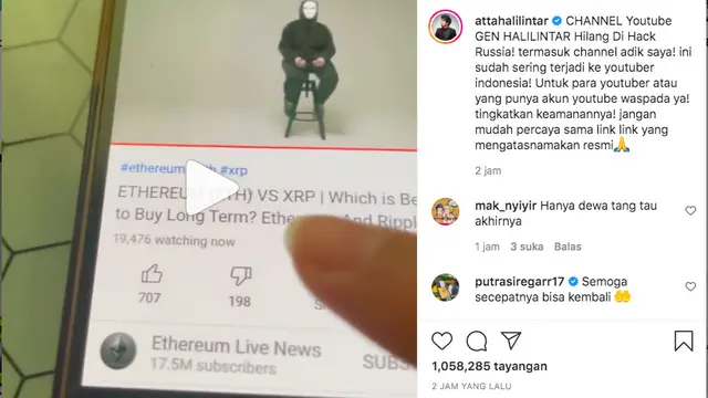 YouTube Gen Halilintar dan Adik Atta Halilintar Hilang Diretas Hacker Rusia