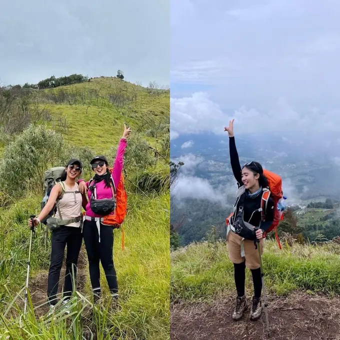 7 Gaya Sporty Febby Rastanty Saat Mendaki Gunung Merbabu, Tetap Cantik dan Stylish