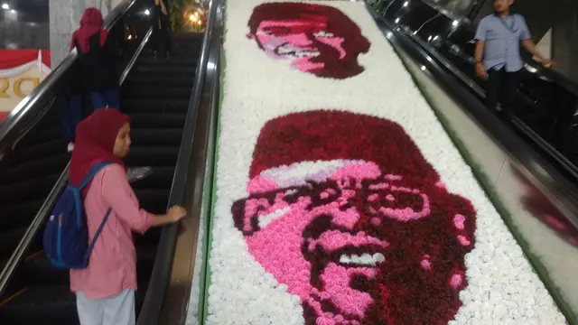 Bunga Bergambar Jokowi-Ma'ruf di DPR Jelang Pelantikan