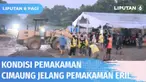 Lokasi pemakaman Eril di pemakaman keluarga di Cimaung masih dalam proses pengerjaan. Hujan yang mengguyur Bandung menjadi kendala lokasi berlumpur. Pemakaman berlangsung Senin (13/06) pukul 11.00-13.00 WIB.