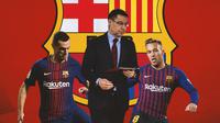 Barcelona - Thomas Vermaelen, Josep Maria Bartomeu, Arthur Melo (Bola.com/Adreanus Titus)