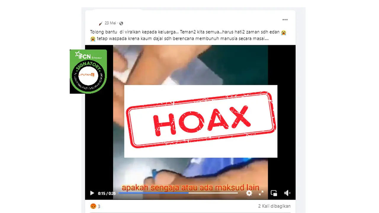Tangkapan layar salah satu hoaks seputar pembunuhan massal