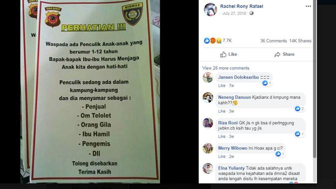 [Cek Fakta] Waspada Penculikan Anak Marak di Jawa Barat, Fakta atau Hoaks?