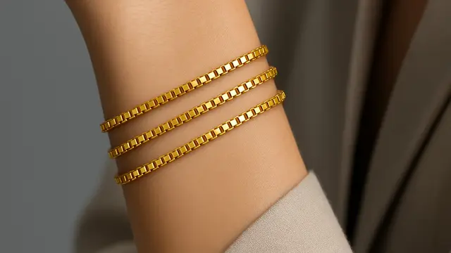 7 Model Gelang Emas 24K Minimalis Rantai Kotak (Box Chain) 2025, Elegan dan Cocok untuk Layering