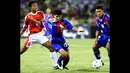 Eko Purdjianto yang kala itu merupakan salah satu bek andalan timnas Indonesia dan juga pelatih Nandar Iskandar menyumbangkan satu gol ke gawang Filipina pada menit ke-84 dalam babak penyisihan Piala AFF 2000. (Foto: AFP/Pornchai Kittiwongsakul)