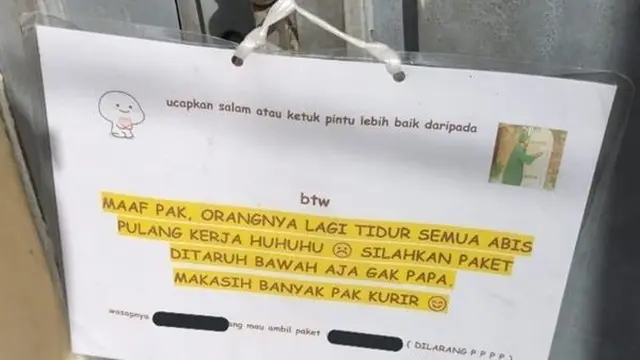 Rumah Sedang Kosong, Ini 7 Potret Catatan Untuk Kurir saat Antar Paket