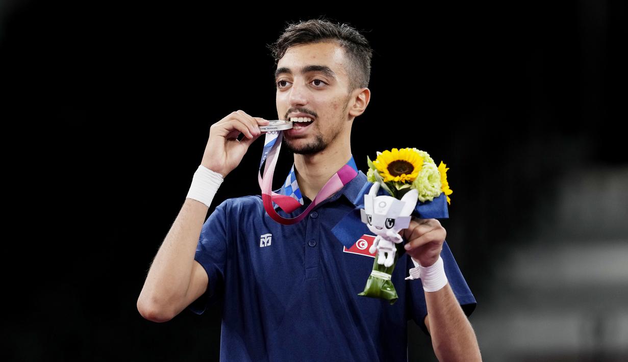 Torehan apik itu membuat Khalil Jendoubi menjadi atlet dari negara Afrika pertama yang mempersembahkan medali di Olimpaide Tokyo 2020. (Foto/AP/Themba Hadebe)