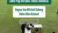 Suasana latihan Timnas Indonesia di Bali United Training Center diwarnai momen lucu saat Rizky Ridho melontarkan teriakan "Bali United Jaya!