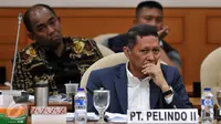 RJ Lino bersikeras pendapatan Pelindo II masuk ke kas Pelindo tidak masuk ke kas negara kendati Pelindo II merupakan Badan Usaha Milik Negara (BUMN),  Jakarta, Kamis (11/3/2015). (Liputan6.com/Johan Tallo)