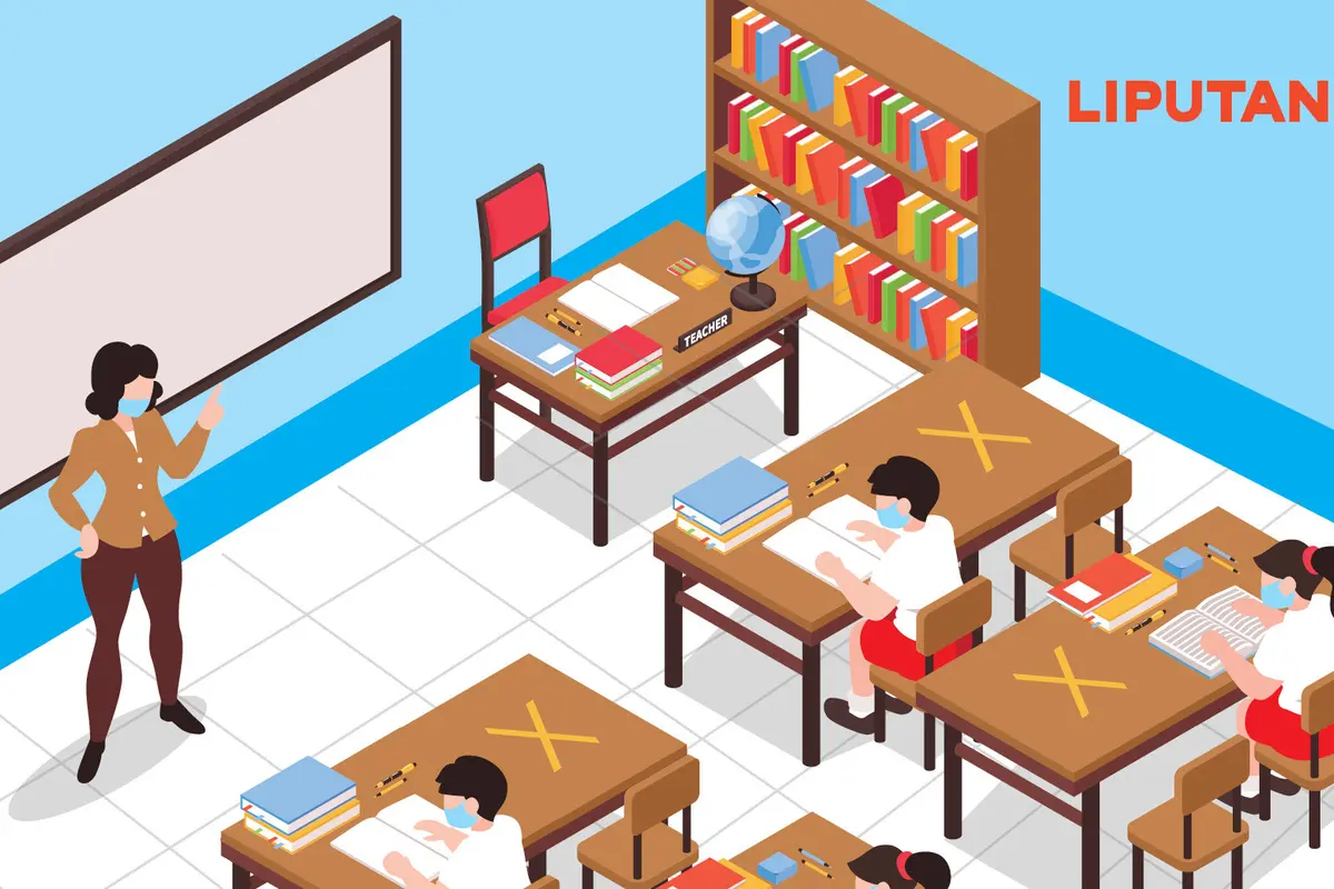 Banner Ilustrasi Pembelajaran Tatap Muka (PTM) atau Sekolah Tatap Muka