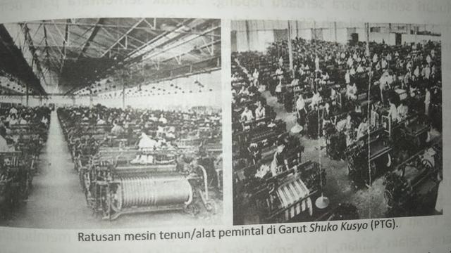 Ribuan pegawai Pabrik Tenun Garut (PTG) nampak tengah melaksanakan aktifitasnya di pabrik tenun terbesar di Asia pada masanya itu