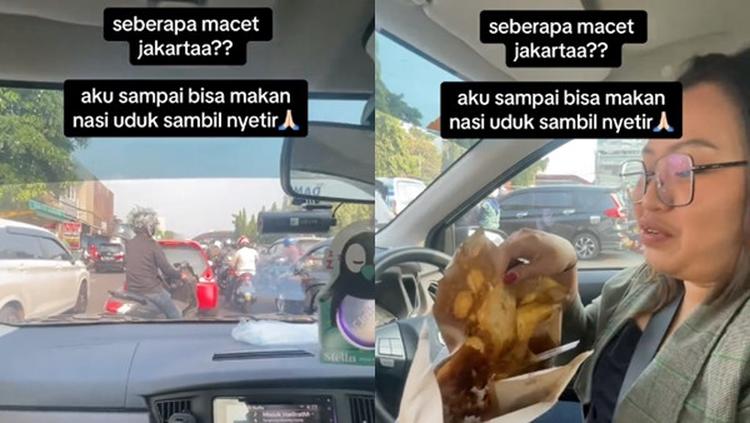 Saking Macetnya Jakarta, Cewek Ini Sampai Bisa Nyetir Mobil sambil