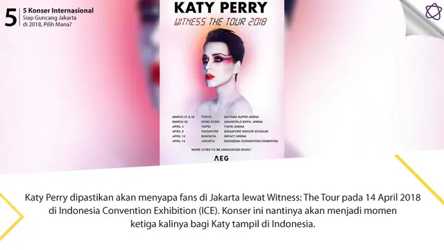 [Bintang] 5 Konser Internasional Siap Guncang Jakarta di 2018, Pilih Mana?