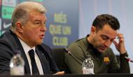 Presiden Barcelona,&nbsp;Joan Laporta, mengumumkan resmi memecat Xavi Hernandez sebagai pelatih pada Kamis (24/5/2024) malam WIB. (AFP/Lluis Gene)