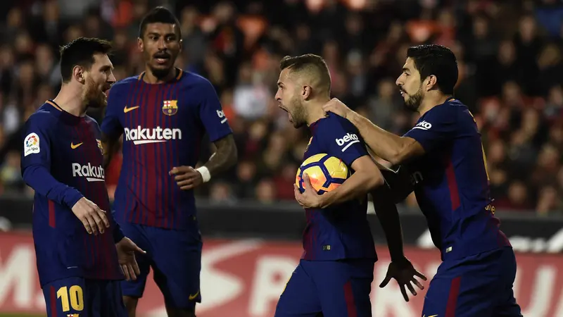 FOTO: Gol Lionel Messi Dianulir, Valencia Imbangi Barcelona