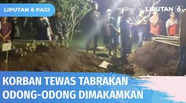 Kecelakaan maut melibatkan odong-odong dan kereta di perlintasan rel tanpa palang pintu di Serang, Banten. Sembilan orang tewas, termasuk anak-anak. Keluarga memakamkan korban di TPU Cibetik, Serang.