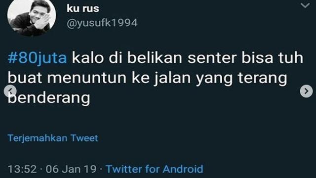 7 Twit Kocak Tarif Rp 80 Juta Buatan Warganet Bikin Ngelus Dada