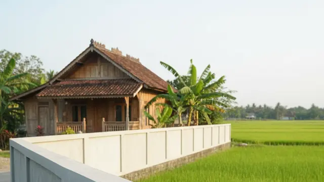Model Pagar Tembok Rendah Anti Ular Sawah di Rumah Pedesaan