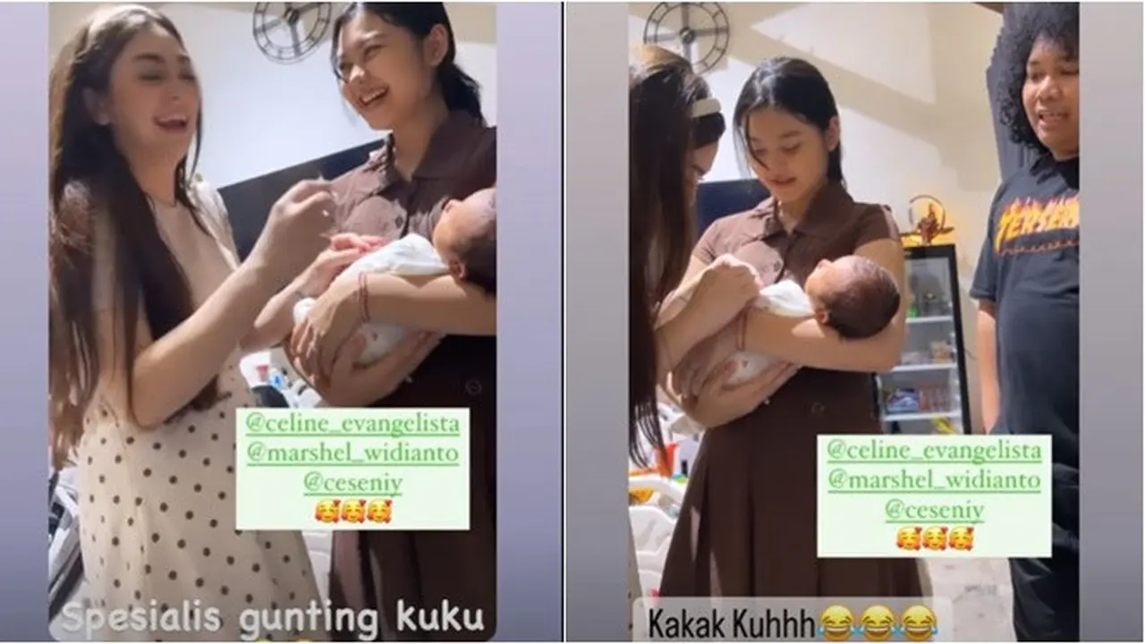 6 Momen Celine Evangelista Kunjungi Anak Pertama Marshel Widianto dan Cesen
