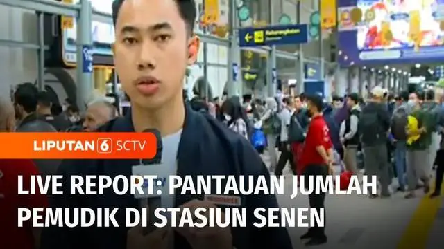 Lalu bagaimana pantauan pemudik yang menggunakan moda kereta api dari Stasiun Senen, Jakarta. Kita bergabung dengan rekan Kalvin Tonggi.