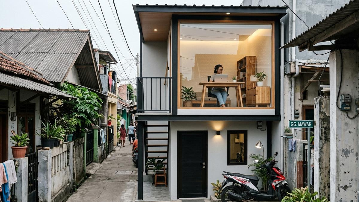 9 Contoh Rumah 2 Lantai Double Decker di Gang Sempit, Ide Rumah Tetap Nyaman